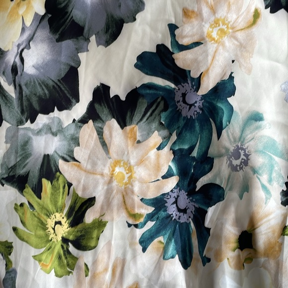 Petal and Pup Ivory and Blue/Green Floral Midi Dress - Picture 7 of 7